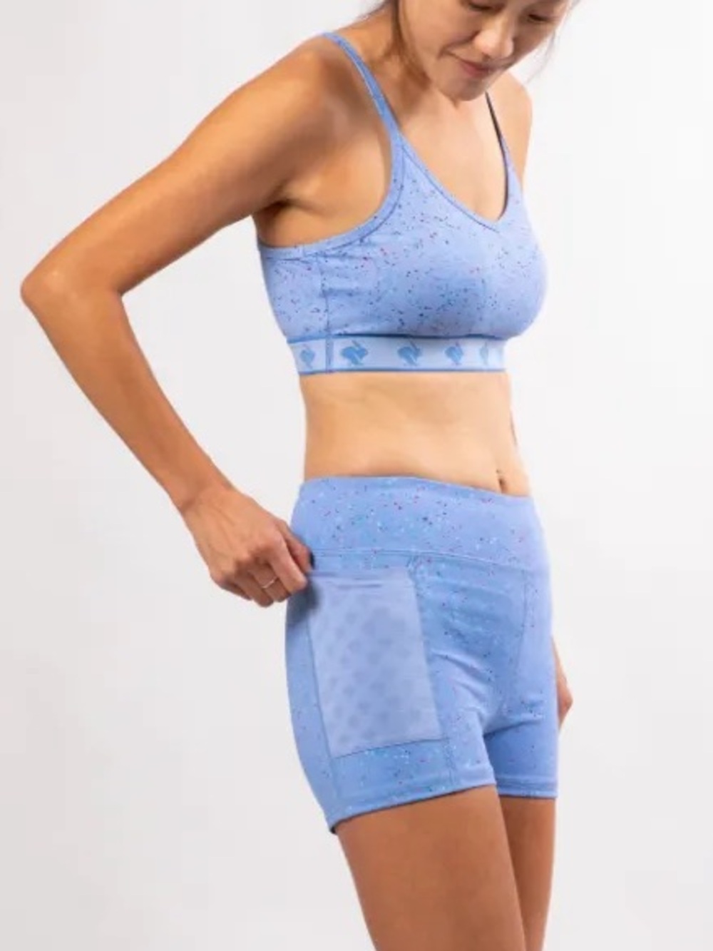 Rabbit Speed Leggy 2.5” Blue Hydrangea Splatter Polka Dot Tight Running Short XS